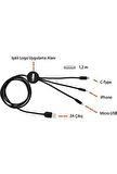CARUB Şarj Kablosu Geri Çekilebilir Usb 1.2m 3in 1