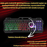 Coofbe Metal RGB Işıklı Kablolu Q Gaming Oyuncu Klavyesi Mekanik Klavye Su Geçirmez Toza Dayanıklı