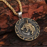 Viking Savaşçı Kurt Pusula Erkek Kolye Çelik İskandinav Takı