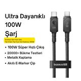 Baseus Led Işıklı E-Marker Çipli Unbreakable Kopmaz Kablo 1Mt Ultra Hızlı 100W Type-C Şarj Kablosu