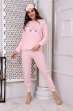 Fwn 3033 Peluş Welsoft Polar Kışlık Yumoş Yıldızlı Kadın Pijama Takımı