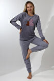 Fawn 5015 Peluş Welsoft Polar Kışlık Ayıcıklı Yumoş Kadın Pijama Takımı