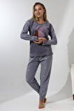 Fawn 5015 Peluş Welsoft Polar Kışlık Ayıcıklı Yumoş Kadın Pijama Takımı