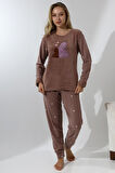 Fawn 5015 Peluş Welsoft Polar Kışlık Ayıcıklı Yumoş Kadın Pijama Takımı