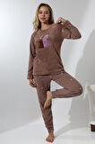 Fawn 5015 Peluş Welsoft Polar Kışlık Ayıcıklı Yumoş Kadın Pijama Takımı