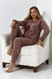 Fawn 5015 Peluş Welsoft Polar Kışlık Ayıcıklı Yumoş Kadın Pijama Takımı