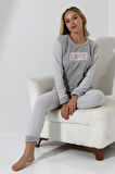 Fawn 5019 Peluş Welsoft Polar Kışlık Yumoş Kadın Pijama Takımı Love