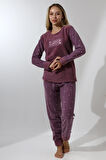 Fawn 5019 Peluş Welsoft Polar Kışlık Yumoş Kadın Pijama Takımı Love