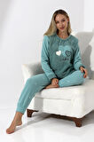 Fawn 5005 Peluş Welsoft Polar Kışlık Yumoş Kadın Pijama Takımı