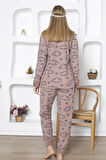 Fwn 5031 Peluş Welsoft Polar Kışlık Yumoş Kedi Desenli Kadın Pijama Takımı