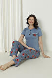 Mirano 4126 Pamuklu Kısa Kollu Çiçekli Kadın Pijama Takımı