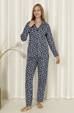 Mirano 9504 Milan Yumuşak Kumaş Boydan Düğmeli Uzun Kollu Kadın Pijama Takımı
