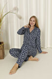 Mirano 9504 Milan Yumuşak Kumaş Boydan Düğmeli Uzun Kollu Kadın Pijama Takımı