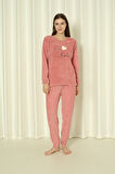 Fwn 04-3309 Peluş Welsoft Polar Kışlık Yumoş Kalpli Kedili Kadın Pijama Takımı