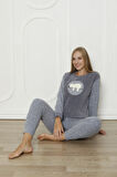 Fawn 3312 Peluş Welsoft Polar Kışlık Yumoş Uyuyan Ayılı Kadın Pijama Takımı