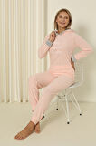 Fawn 3900 Peluş Welsoft Polar Kışlık Kapşonlu Kadın Pijama Takımı