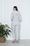 Fawn 3903 Peluş Welsoft Polar Kışlık Kapşonlu Kadın Pijama Takımı