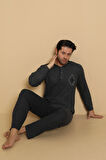 FLK 7008 İnterlok Kışlık Ekose Pijamalı Erkek Pijama Takımı