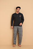 Falkom 7014 İnterlok Kışlık Ekose Pijamalı Erkek Pijama Takımı