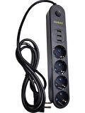Termal Akım Korumalı GB-103 Uzatma Kablosu MG-101 10A-2500W