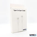 Winex Type-C to Type-C Data ve Şarj Kablosu 970BBE 1m Beyaz