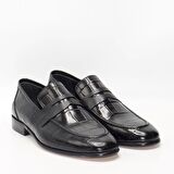 Bruno Shoes Klasik Erkek Deri Kösele Taban Aykkabi -Siyah Croco-P05-44205K