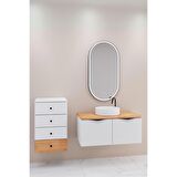 BELISSIMO 100 CM BEYAZ LAVABOLU BANYO DOLABI  BEYAZ /  KAYIN - YAN ÜNİTE VE BOY DOLAP DAHİL