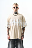 Erkek Orpheus Baskılı Oversize T-Shirt Bej