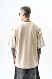 Erkek Orpheus Baskılı Oversize T-Shirt Bej