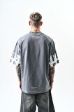 Erkek Orpheus Baskılı Oversize T-Shirt Füme