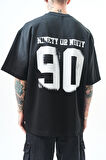 Erkek Ninety Baskılı Oversize T-Shirt Siyah