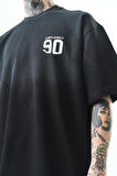 Erkek Ninety Baskılı Oversize T-Shirt Siyah