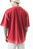 Erkek The Standard Baskılı Oversize T-Shirt Bordo