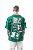 Erkek Low Vision Nakışlı Oversize T-Shirt Nefti