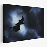 Süpürgede Uçan Cadı, Cadılar Bayramı Dekoratif Duvar Tablosu-5202