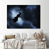 Süpürgede Uçan Cadı, Cadılar Bayramı Dekoratif Duvar Tablosu-5202