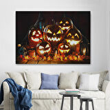 Cadılar Bayramı Korkunç Kabak Kanvas Dekoratif Duvar Tablosu-5203