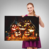 Cadılar Bayramı Korkunç Kabak Kanvas Dekoratif Duvar Tablosu-5203