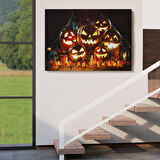 Cadılar Bayramı Korkunç Kabak Kanvas Dekoratif Duvar Tablosu-5203