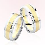 Sarı Beyaz Bombeli Altın Alyans 5205