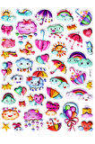 Sticker Kabartmalı Stiker Defter Planlayıcı Etiket (Ldd022)-24x19cm - Mutlu Bulutlar