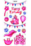 Sticker Kabartmalı Stiker Defter Planlayıcı Etiket (Lrk001)-17x9 cm- Doğum günü Şato