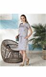 SENFONİ YARIM KOL DESENLİ ELBİSE 4417