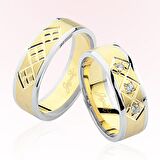 Harem Altın Sarı Beyaz Desenli Altın Alyans 5209