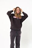 Kadın Oversize Kapüşonlu Sweatshirt ve Eşofman Takım Yüksek Rubber Baskı  Rahat ve Şık Tasarım