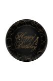 Karton Tabak Elegant Happy Birthday Siyah 6'lı