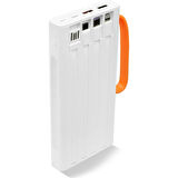 Pmr 10.000 Mah Pd 22.5W Dahili Kablolu Hızlı Şarj Led Fener QC10 Beyaz Powerbank