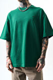 Erkek Respire Yazı Detaylı Oversize T-Shirt Nefti