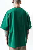 Erkek Respire Yazı Detaylı Oversize T-Shirt Nefti