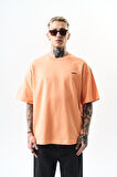Erkek Respire Yazı Detaylı Oversize T-Shirt Şeftali